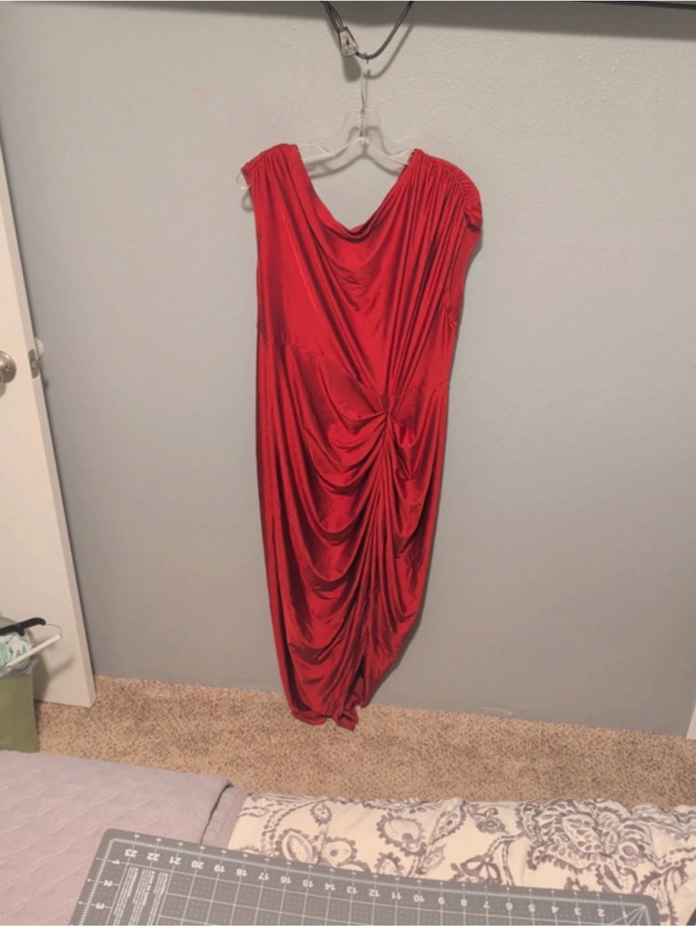 2x 3x 2XL Red Draped semi formal Dress stretchy comfy new